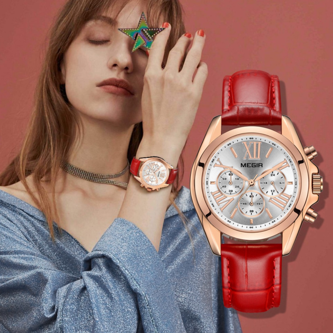 Luxury Watch Quartz - MEGIR New Luxury Leather Watch Women