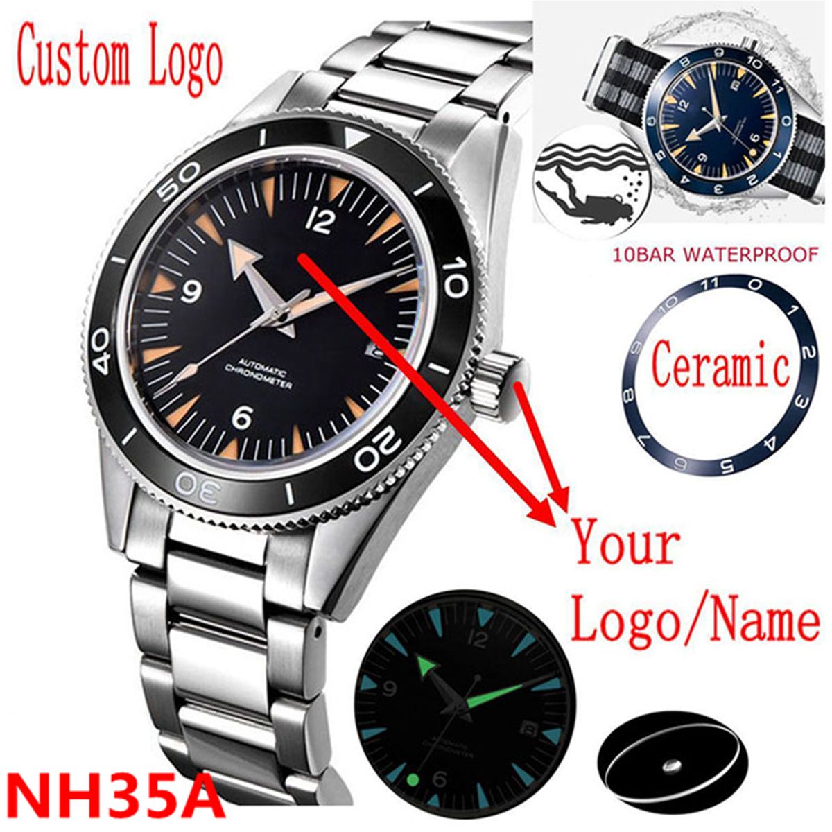 Custom Logo NH35 Movement Watc - Luxury Watch Uk avaliação e preço