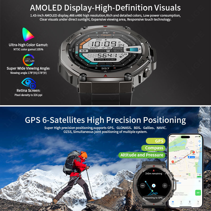 LIGE 2026 GPS Luxury Military  - Compass Watch Luxury avaliação e preço